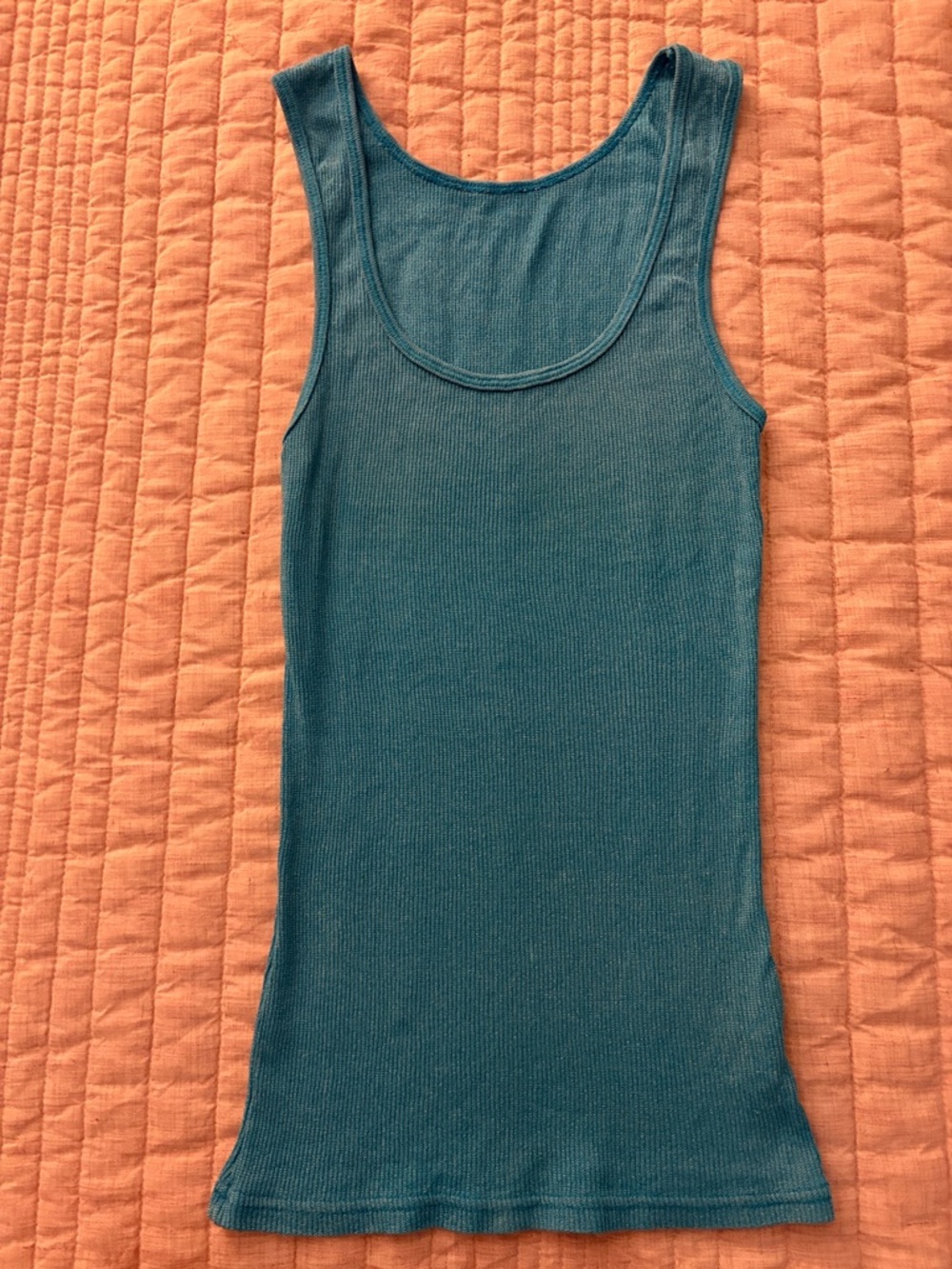 Michael Stars Women’s Shimmery Teal Ribbed Tank Top